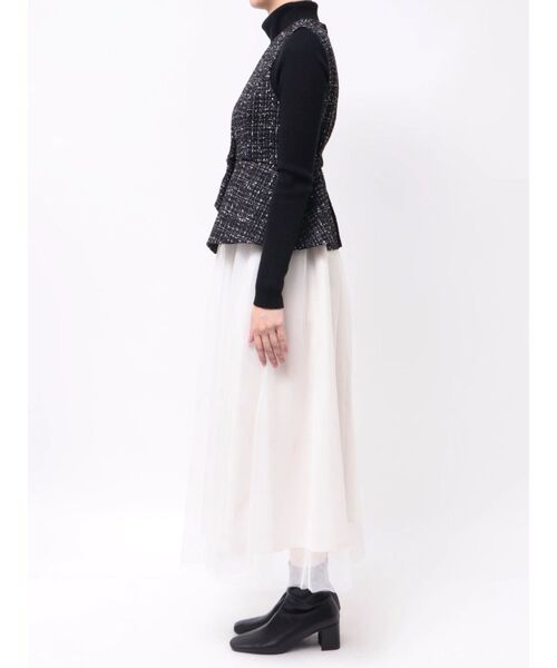 MERCURYDUO(マーキュリーデュオ)の「ペプラムチュールドッキングジャンスカ(ワンピース・レディース・ブラック/オフホワイト・FREE)」の4枚目の写真