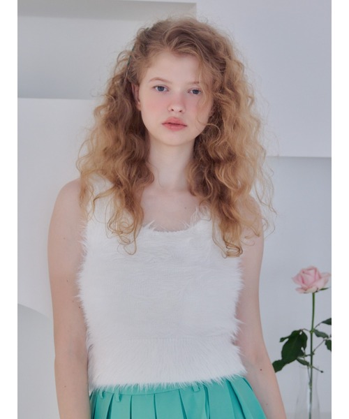 etre loin(エトルワン)の「Back open shaggy knit tank top / バックオープンシャギーニットタンクトップ(タンクトップ・レディース・グリーン/ホワイト/ピンク/ブラウン・M)」の5枚目の写真