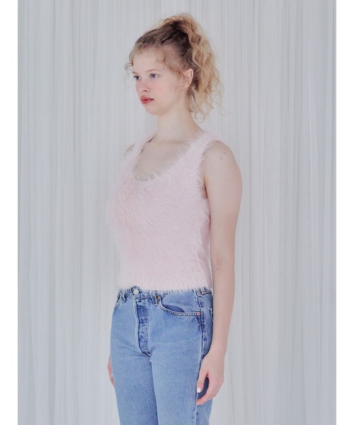 etre loin(エトルワン)の「Back open shaggy knit tank top / バックオープンシャギーニットタンクトップ(タンクトップ・レディース・グリーン/ホワイト/ピンク/ブラウン・M)」の6枚目の写真