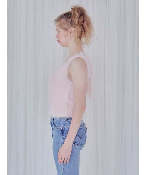 etre loin(エトルワン)の「Back open shaggy knit tank top / バックオープンシャギーニットタンクトップ(タンクトップ・レディース・グリーン/ホワイト/ピンク/ブラウン・M)」の7枚目の写真