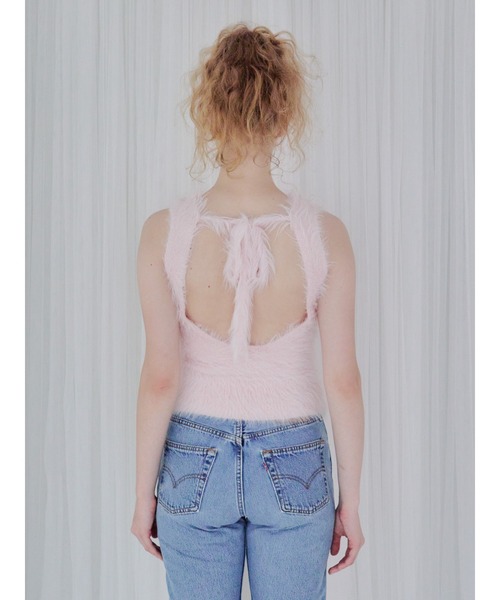 etre loin(エトルワン)の「Back open shaggy knit tank top / バックオープンシャギーニットタンクトップ(タンクトップ・レディース・グリーン/ホワイト/ピンク/ブラウン・M)」の8枚目の写真