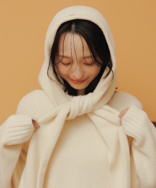 ROPE' PICNIC(ロペピクニック)の「【ちゃんと+かわいい保証】スフレニット トライアングルストール(ストール/ショール・レディース・ピンク/ブラウン/キナリ・FREE)」の2枚目の写真