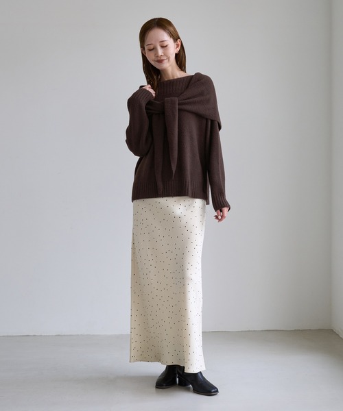 ROPE' PICNIC(ロペピクニック)の「【ちゃんと+かわいい保証】スフレニット トライアングルストール(ストール/ショール・レディース・ピンク/ブラウン/キナリ・FREE)」の4枚目の写真