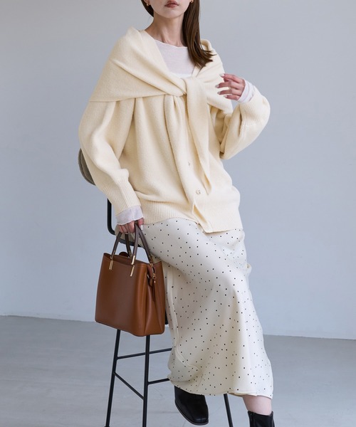 ROPE' PICNIC(ロペピクニック)の「【ちゃんと+かわいい保証】スフレニット トライアングルストール(ストール/ショール・レディース・ピンク/ブラウン/キナリ・FREE)」の7枚目の写真