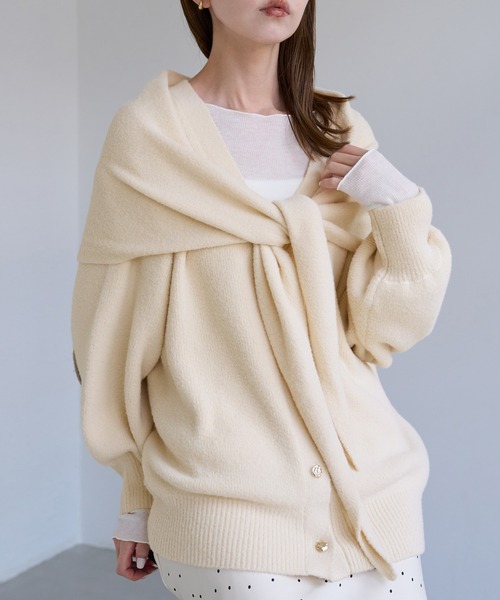 ROPE' PICNIC(ロペピクニック)の「【ちゃんと+かわいい保証】スフレニット トライアングルストール(ストール/ショール・レディース・ピンク/ブラウン/キナリ・FREE)」の9枚目の写真