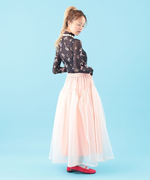 CAROLINA GLASER(カロリナ グレイサー)の「リボン フラワー シアー カットソー(Tシャツ/カットソー・レディース・ブラック/サックスブルー・ONE SIZE)」の13枚目の写真