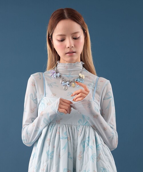 CAROLINA GLASER(カロリナ グレイサー)の「リボン フラワー シアー カットソー(Tシャツ/カットソー・レディース・ブラック/サックスブルー・ONE SIZE)」の19枚目の写真