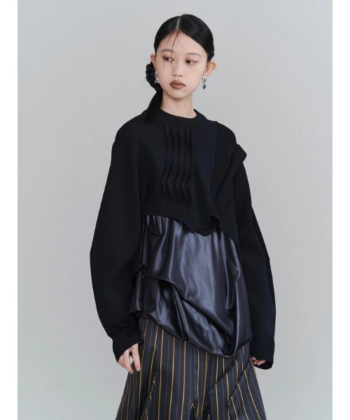 UN3D.(アンスリード)の「【UN3D./アンスリード】PLEATS DOCKING KNIT/プリーツドッキングニット(ニット/セーター・レディース・ブラック・38)」の5枚目の写真