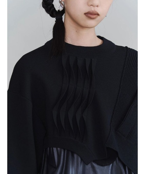 UN3D.(アンスリード)の「【UN3D./アンスリード】PLEATS DOCKING KNIT/プリーツドッキングニット(ニット/セーター・レディース・ブラック・38)」の7枚目の写真