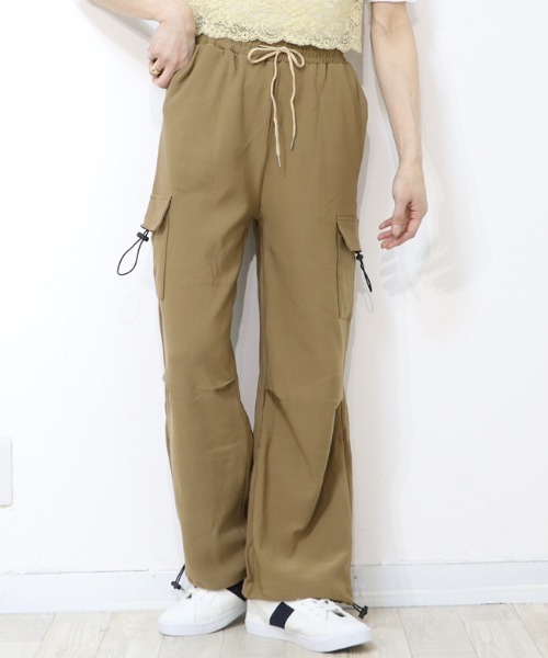 DISKEEN SURE(ディスキーンシュアー)の「ハイブリッド2WAY!スピンドル付膝タックカートジョガーパンツ(カーゴパンツ・レディース・ブラウン/ベージュ/ブラック/カーキ/グレー・FREE)」の5枚目の写真