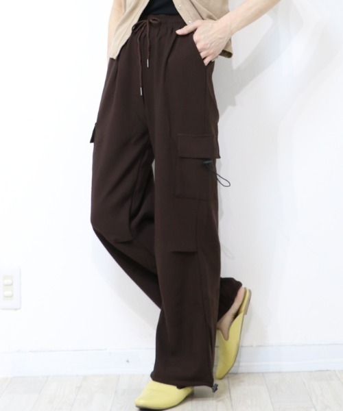 DISKEEN SURE(ディスキーンシュアー)の「ハイブリッド2WAY!スピンドル付膝タックカートジョガーパンツ(カーゴパンツ・レディース・ブラウン/ベージュ/ブラック/カーキ/グレー・FREE)」の4枚目の写真