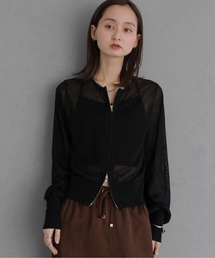 【&g'aime 】シアーWジップカーディガン Sheer Double Zip Cardigan