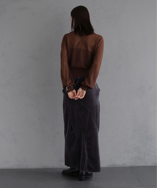 &g'aime(アンジェム)の「【&g'aime 】シアーWジップカーディガン Sheer Double Zip Cardigan(カーディガン/ボレロ・レディース・ブラック/ブラウン/グレイッシュベージュ・FREE)」の5枚目の写真