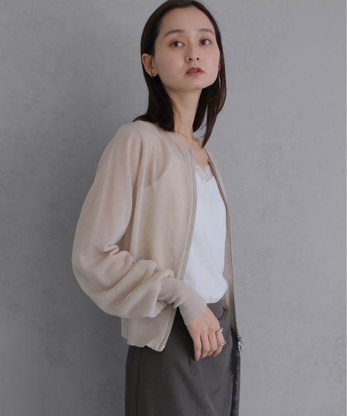 &g'aime(アンジェム)の「【&g'aime 】シアーWジップカーディガン Sheer Double Zip Cardigan(カーディガン/ボレロ・レディース・ブラック/ブラウン/グレイッシュベージュ・FREE)」の10枚目の写真