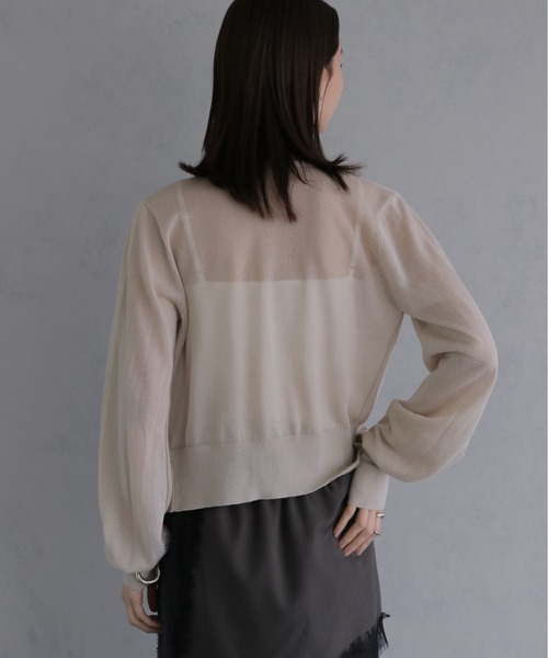 &g'aime(アンジェム)の「【&g'aime 】シアーWジップカーディガン Sheer Double Zip Cardigan(カーディガン/ボレロ・レディース・ブラック/ブラウン/グレイッシュベージュ・FREE)」の11枚目の写真