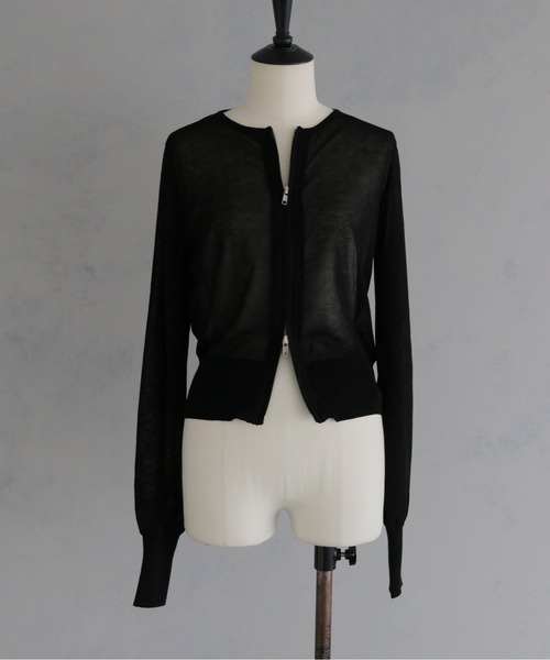 &g'aime(アンジェム)の「【&g'aime 】シアーWジップカーディガン Sheer Double Zip Cardigan(カーディガン/ボレロ・レディース・ブラック/ブラウン/グレイッシュベージュ・FREE)」の18枚目の写真