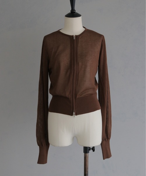 &g'aime(アンジェム)の「【&g'aime 】シアーWジップカーディガン Sheer Double Zip Cardigan(カーディガン/ボレロ・レディース・ブラック/ブラウン/グレイッシュベージュ・FREE)」の16枚目の写真