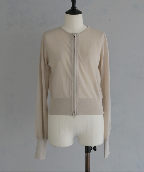 &g'aime(アンジェム)の「【&g'aime 】シアーWジップカーディガン Sheer Double Zip Cardigan(カーディガン/ボレロ・レディース・ブラック/ブラウン/グレイッシュベージュ・FREE)」の17枚目の写真