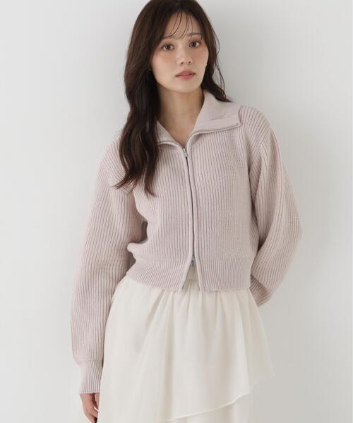 PROPORTION BODY DRESSING(プロポーションボディドレッシング)の「<a>フロントジップニット / 1216274003(カーディガン/ボレロ・レディース・グレー/グレー系その他/ホワイト系その他・FREE)」の1枚目の写真