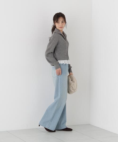 PROPORTION BODY DRESSING(プロポーションボディドレッシング)の「<a>フロントジップニット / 1216274003(カーディガン/ボレロ・レディース・グレー/グレー系その他/ホワイト系その他・FREE)」の4枚目の写真