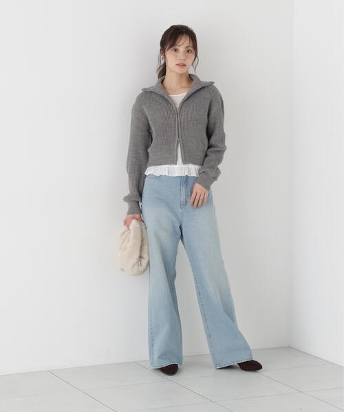 PROPORTION BODY DRESSING(プロポーションボディドレッシング)の「<a>フロントジップニット / 1216274003(カーディガン/ボレロ・レディース・グレー/グレー系その他/ホワイト系その他・FREE)」の5枚目の写真