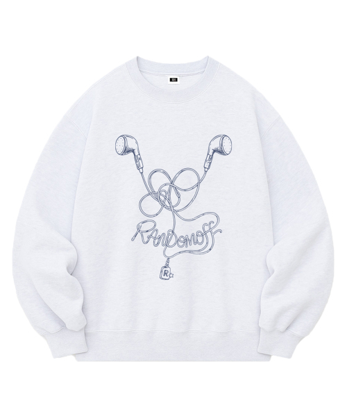 RANDOMOFF（ランダムオフ）の「TANGLED EARPHONE スウェットシャツ（3色） [RLZM_0010]（スウェット・レディース・ブラック/ホワイト/ライトグレー・SMALL/MEDIUM/LARGE/X-LARGE）」の7枚目の写真