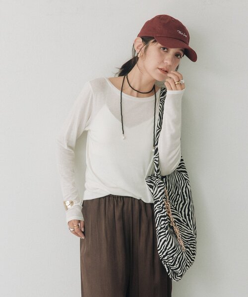 RIVE DROITE（リヴドロワ）の「シルクブレンドボートTee（秋服/冬服/オフィスカジュアル）（Tシャツ/カットソー・レディース・ピンク/オフホワイト/チャコールグレー・FREE）」の22枚目の写真