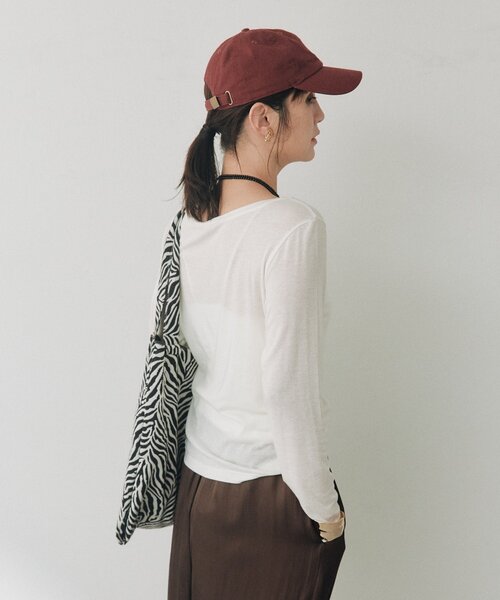 RIVE DROITE（リヴドロワ）の「シルクブレンドボートTee（秋服/冬服/オフィスカジュアル）（Tシャツ/カットソー・レディース・ピンク/オフホワイト/チャコールグレー・FREE）」の11枚目の写真