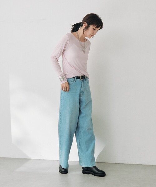 RIVE DROITE（リヴドロワ）の「シルクブレンドボートTee（秋服/冬服/オフィスカジュアル）（Tシャツ/カットソー・レディース・ピンク/オフホワイト/チャコールグレー・FREE）」の20枚目の写真
