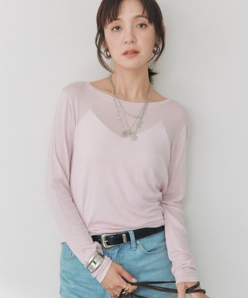 RIVE DROITE（リヴドロワ）の「シルクブレンドボートTee（秋服/冬服/オフィスカジュアル）（Tシャツ/カットソー・レディース・ピンク/オフホワイト/チャコールグレー・FREE）」の21枚目の写真