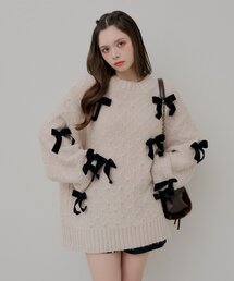 リボンルーズニットワンピース