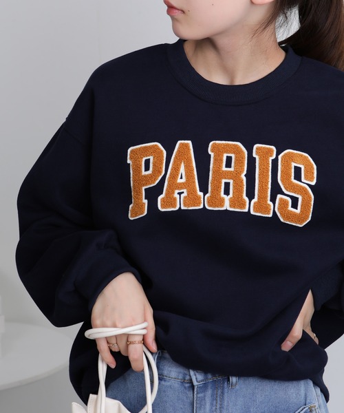 pumpkin port（パンプキンポート）の「PARIS サガラロゴ スウェットトレーナー（スウェット・レディース・ネイビー/サックスブルー/ラベンダー/グレー/ライトグレー・M）」の3枚目の写真