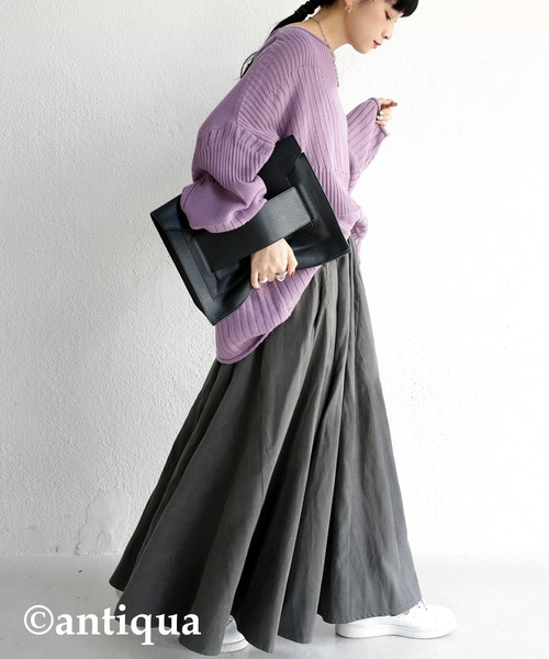 antiqua（アンティカ）の「ボリュームフレアスカート（スカート・レディース・ブラック/グレー/ブルー/ベージュ/ブラウン系その他/ベージュ系その他・M/FREE）」の21枚目の写真