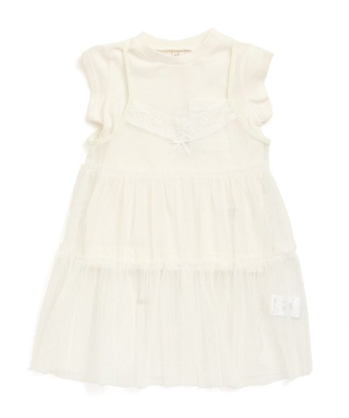 apres les cours(アプレレクール)の「チュールレースシースルーワンピースセット(ワンピース・キッズ・ネイビー/ピンク/オフホワイト/カーキ・140/100/120/80/90/110/130)」の2枚目の写真