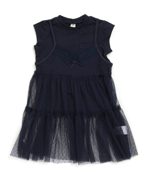 apres les cours(アプレレクール)の「チュールレースシースルーワンピースセット(ワンピース・キッズ・ネイビー/ピンク/オフホワイト/カーキ・140/100/120/80/90/110/130)」の12枚目の写真