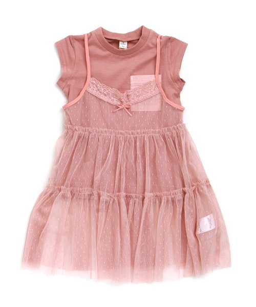 apres les cours(アプレレクール)の「チュールレースシースルーワンピースセット(ワンピース・キッズ・ネイビー/ピンク/オフホワイト/カーキ・140/100/120/80/90/110/130)」の8枚目の写真