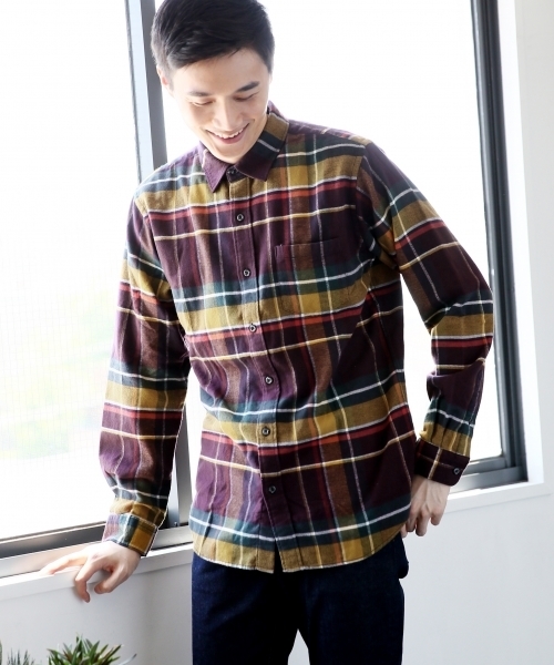 GLOBAL WORK（グローバルワーク）の「ソフトフランネルシャツ/749978（シャツ/ブラウス・メンズ・ブルー系その他2/レッド/ホワイト/ブルー/グレー/ブルー系その他/イエロー/ネイビー/ホワイト系その他/グリーン/グリーン系その他/レッド系その他/グレー系その他/ダークブラウン・X-LARGE/MEDIUM/SMALL/LARGE）」の13枚目の写真