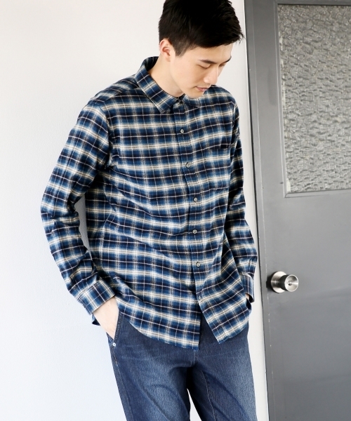 GLOBAL WORK（グローバルワーク）の「ソフトフランネルシャツ/749978（シャツ/ブラウス・メンズ・ブルー系その他2/レッド/ホワイト/ブルー/グレー/ブルー系その他/イエロー/ネイビー/ホワイト系その他/グリーン/グリーン系その他/レッド系その他/グレー系その他/ダークブラウン・X-LARGE/MEDIUM/SMALL/LARGE）」の10枚目の写真