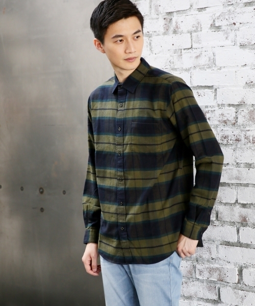 GLOBAL WORK（グローバルワーク）の「ソフトフランネルシャツ/749978（シャツ/ブラウス・メンズ・ブルー系その他2/レッド/ホワイト/ブルー/グレー/ブルー系その他/イエロー/ネイビー/ホワイト系その他/グリーン/グリーン系その他/レッド系その他/グレー系その他/ダークブラウン・X-LARGE/MEDIUM/SMALL/LARGE）」の7枚目の写真