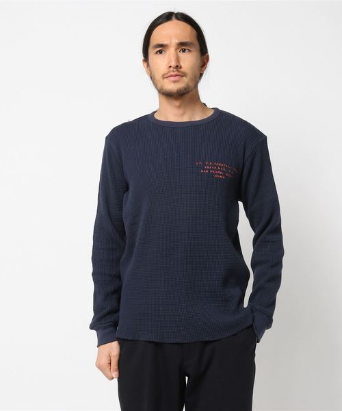 AVIREX（アヴィレックス）の「AVIREX/アヴィレックス/ L/S BIG WAFFLE CREW NECK T-SHIRT/ 長袖 ビッグワッフル クルーネック Tシャツ（Tシャツ/カットソー・メンズ・ホワイト/ブラック/ライトブルーグレー/ネイビー・LARGE/MEDIUM/X-LARGE/XX-LARGE）」の4枚目の写真