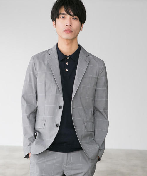 green label relaxing（グリーンレーベルリラクシング）の「CM ドライグレンプレイドM68 ジャケット ＜吸水速乾＞ ◆（テーラードジャケット・メンズ・ネイビー/グレー・M/XL/L/S）」の2枚目の写真