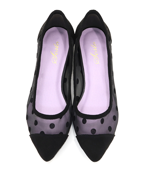 SESTO（セスト）の「シースルードットチュール2.2cmヒールポインテッドトゥパンプス/ドット柄ローヒールパンプス（パンプス・レディース・ブラック・24.0cm/25.5cm/22.0cm/23.0cm/22.5cm/23.5cm/24.5cm）」の13枚目の写真