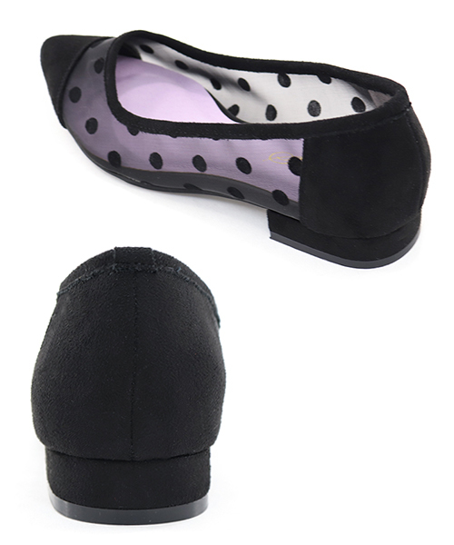 SESTO（セスト）の「シースルードットチュール2.2cmヒールポインテッドトゥパンプス/ドット柄ローヒールパンプス（パンプス・レディース・ブラック・24.0cm/25.5cm/22.0cm/23.0cm/22.5cm/23.5cm/24.5cm）」の15枚目の写真