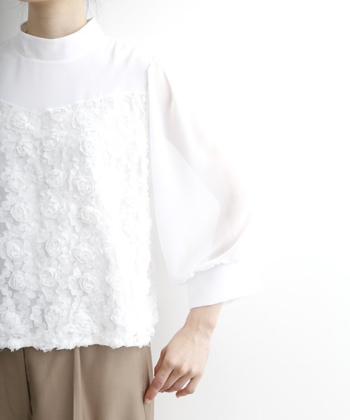 merlot plus(メルロープリュス)の「フラワーカッティングレースブラウス6176(シャツ/ブラウス・レディース・ホワイト/ブラック・FREE)」の8枚目の写真