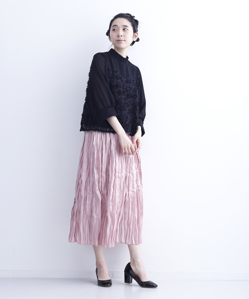 merlot plus(メルロープリュス)の「フラワーカッティングレースブラウス6176(シャツ/ブラウス・レディース・ホワイト/ブラック・FREE)」の6枚目の写真
