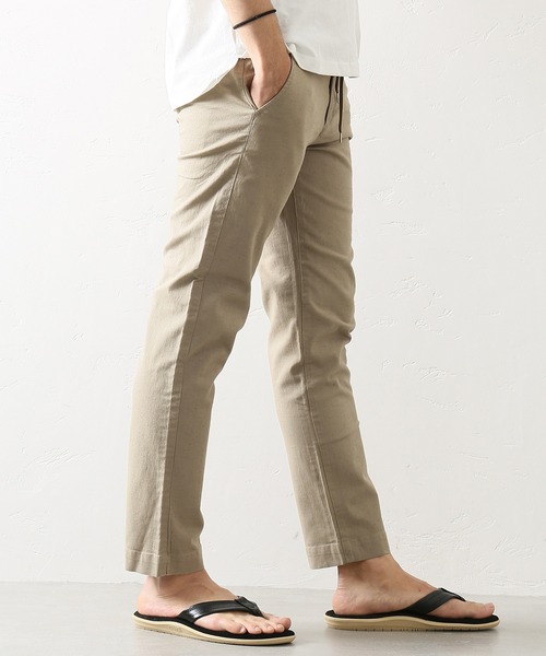 JOURNAL STANDARD relume(ジャーナルスタンダード レリューム)の「FLANDERS LINEN ウォッシャブルストレッチイージーパンツ#(その他パンツ・メンズ・スカイブルー/ベージュ/ネイビー/オリーブ/ブラウン系その他/キャメル・SMALL/MEDIUM/LARGE)」の3枚目の写真