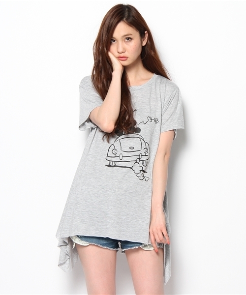 LOVE BOAT（ラブ・ボート）の「アシメMICKY Tシャツワンピース（ワンピース・レディース・ホワイト系/ブラック系1/グレー系2・FREE）」の3枚目の写真
