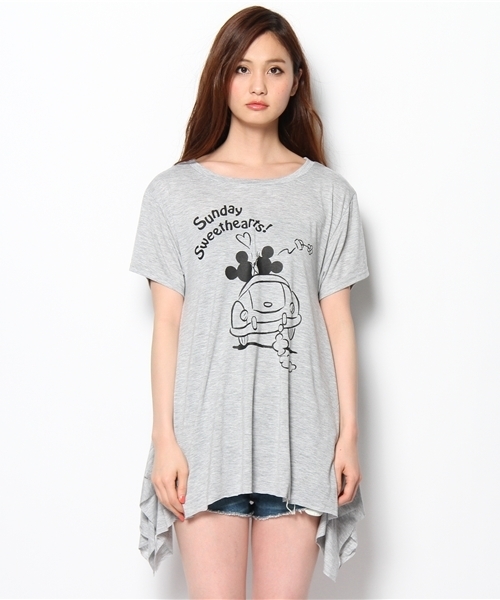 LOVE BOAT（ラブ・ボート）の「アシメMICKY Tシャツワンピース（ワンピース・レディース・ホワイト系/ブラック系1/グレー系2・FREE）」の4枚目の写真