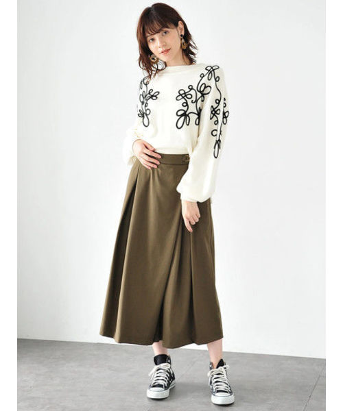 Editt by YECCA VECCA（エディットバイイェッカヴェッカ）の「Ｐ．刺しゅうニットプルオーバー（ニット/セーター・レディース・ブラック/アイボリー・FREE）」の7枚目の写真