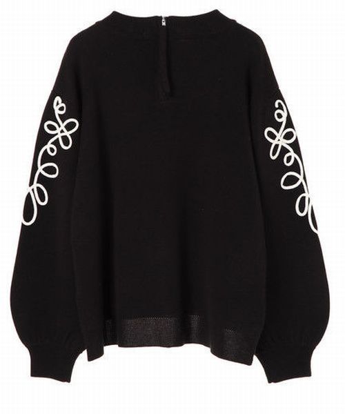 Editt by YECCA VECCA（エディットバイイェッカヴェッカ）の「Ｐ．刺しゅうニットプルオーバー（ニット/セーター・レディース・ブラック/アイボリー・FREE）」の16枚目の写真